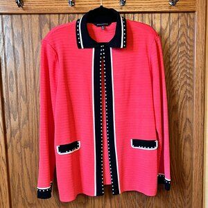 Ming Wang Coral, Black & White Knit Jacket Extra Large XL